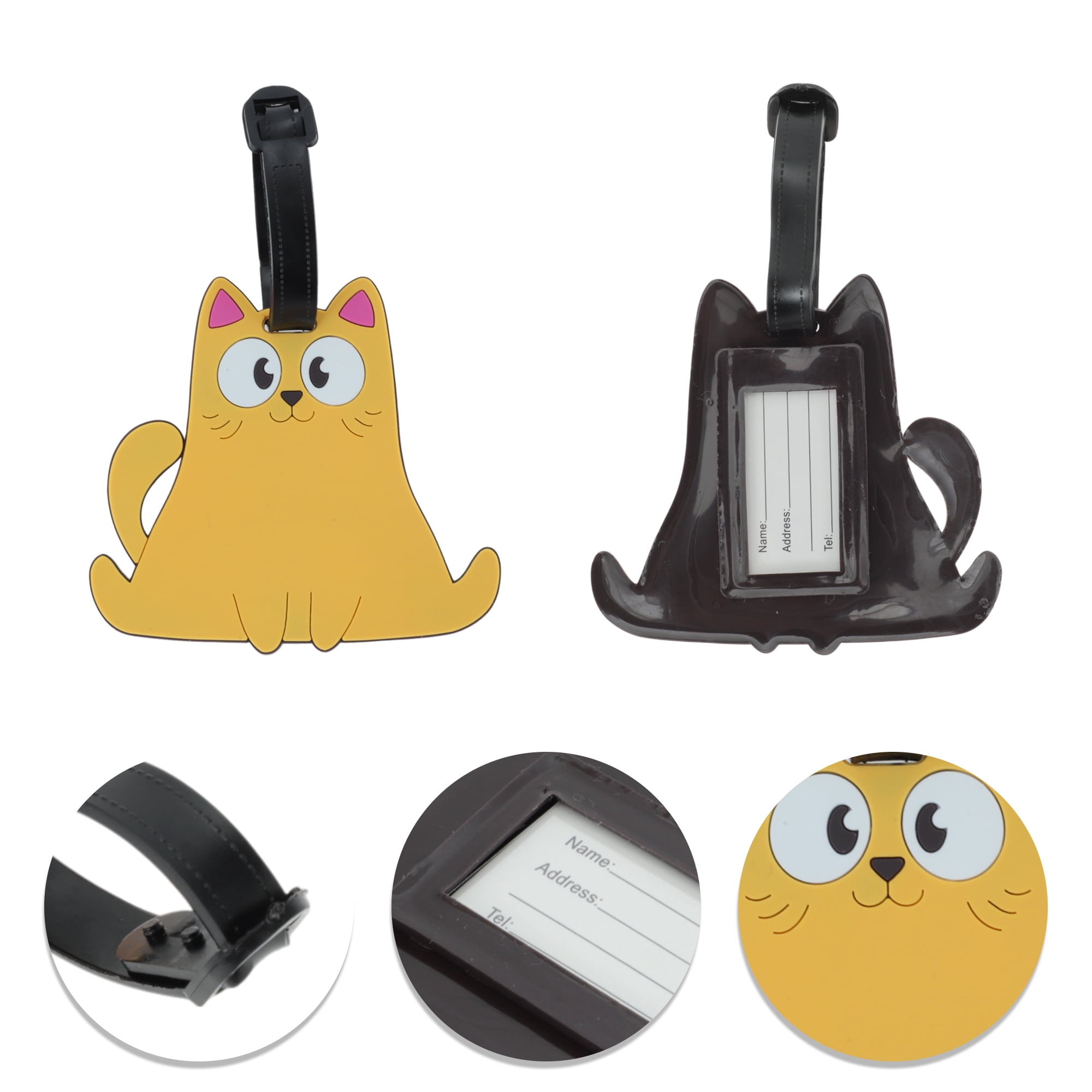 Unique Bargains 1 Pc Stylish Durable Smiling Cat Luggage Tag for Travelling Orange