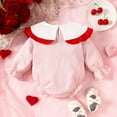 thumbnail image 4 of Valentine's Day Outfit Baby Girl Girls Valentine's Day Long Sleeve Striped Romper Heart Embroider Bodysuits Romper Pullover Tops Baby Girl Clothes 3-6 Months, 4 of 6