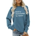 thumbnail image 2 of Easily Distracted By Books Sweatshirts for Women Long Sleeve Crewneck Book Lovers Reading Sweatshirt Pullover Tops, 2 of 5