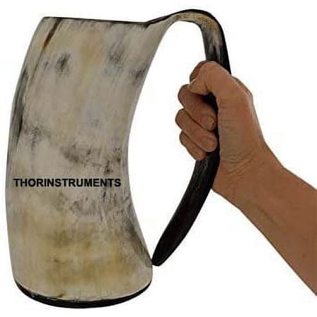Hand Made 36oz - 1 LITER - Natural Finish Drinking Horn Tankard