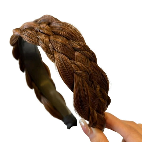 RUISINERY 7 Strands Braided Synthetic Fiber Headband Natural Looking Twisted Braid Hairhoop For Women Secure Comfortable Wear