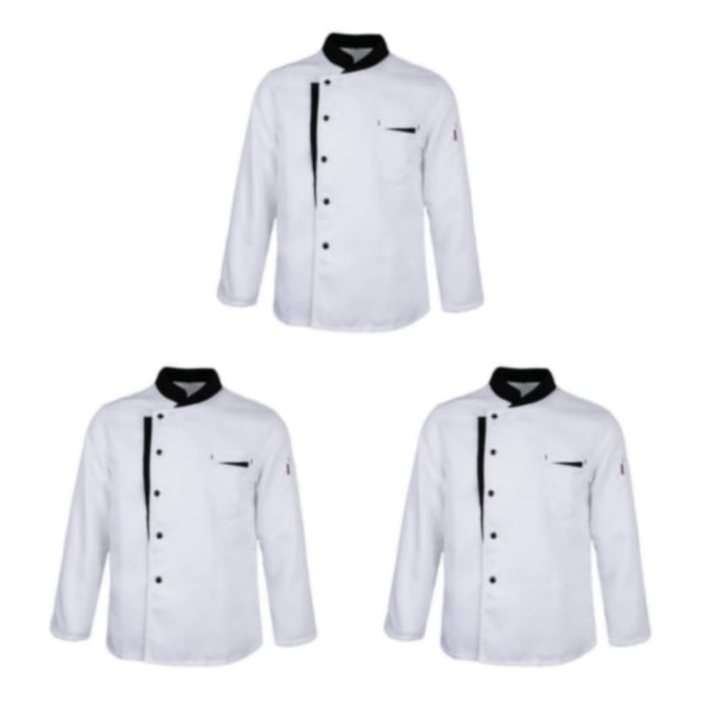 Wosthever Long Sleeves Chef Jacket Coat Hotel Uniform Tops Waiters Kitchen Type1 NO1