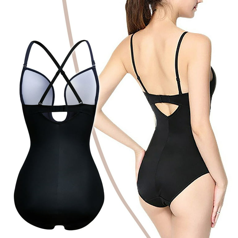 Invishaper – Plunge Backless Body Shaper Bra, Women's Deep V Bodysuit Sexy  Seamless Thong Full Bodysuits (Black, S) at  Women's Clothing store
