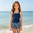 thumbnail image 3 of YEPGAR Girls Tankini Swimsuit 2 Piece Printed Bathing Suit Girls' Swimwear for 7-16 Years (Navy, 13-14 Years), 3 of 5