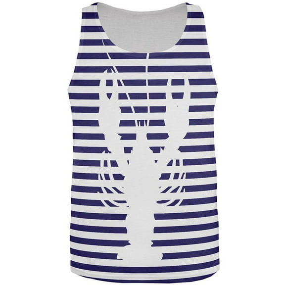Lobster Navy Nautical Stripes All Over Mens Tank Top Multi MD