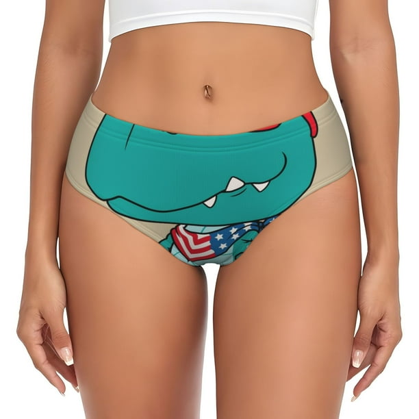 Fotbe Cool Dino Playing Skateboard Calzones Estampados para Mujer – Ropa Interior de Algodón, Cómoda, Suave y Elástica-4X-Large
