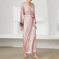 thumbnail image 4 of Aueoeo Womens Long Robe, Lightweight Long Bathrobe ,Long Sleeve Thin Sleepwear Soft Ladies Lace Trim Loungewear Pink M, 4 of 5