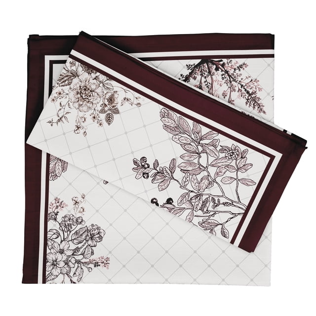 Vargottam Collection de Luxe Table à Dîner en Lin Décor Serviette en Coton Tissu Imprimé Serviettes Réutilisables Ensemble de 12, 20 X 20 - Floral Monochrome