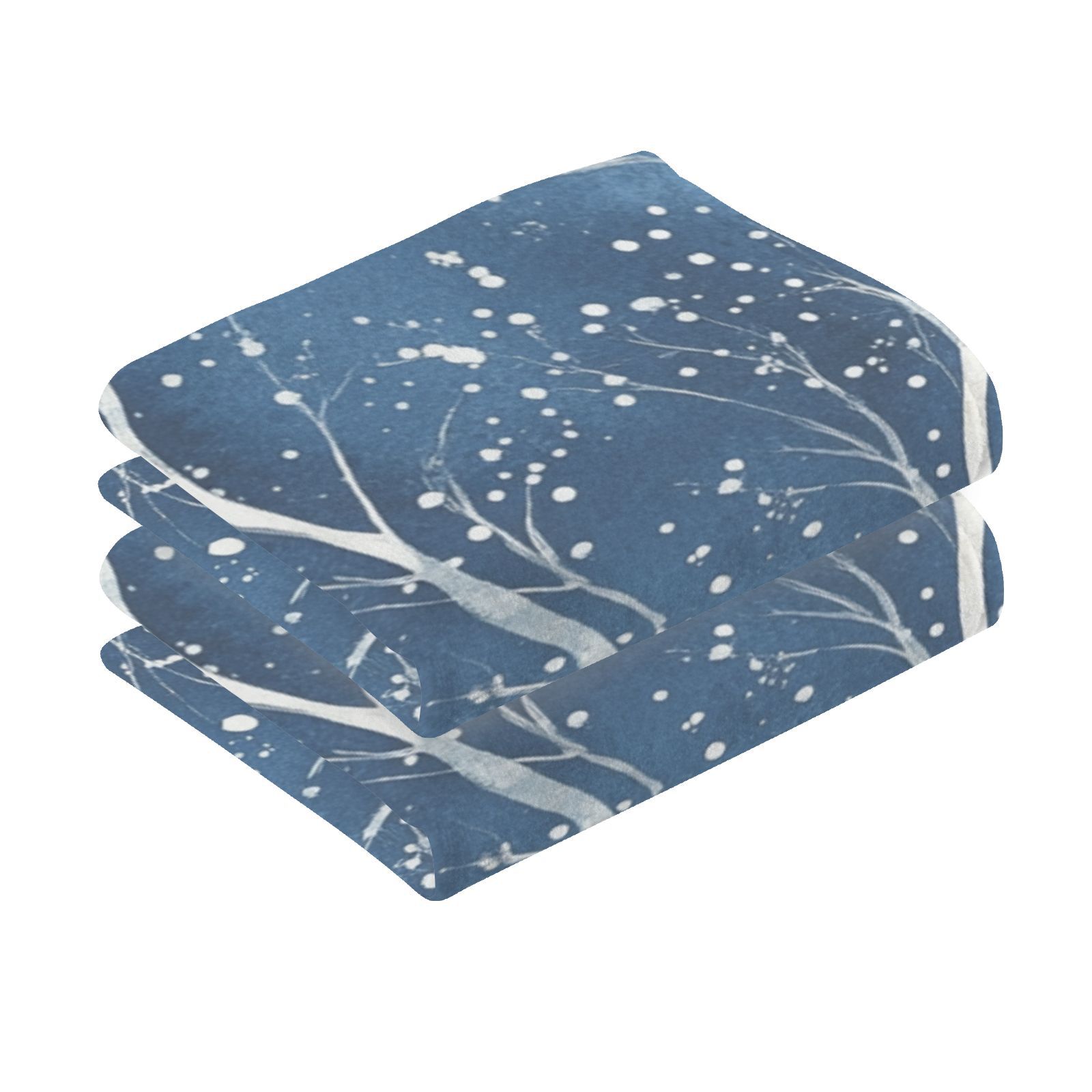 White Trees Winter Hand Towels Cotton Bath Towels Large Face Towels Absorbent for Bathroom 2 Packs