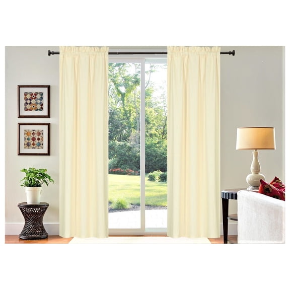 2 Panels Ivory Off White Solid Blackout Thermal Rod Pocket Foam Lined Window Curtain Drape R64 108 Length