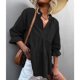 thumbnail image 2 of Blusa holgada suave y cómoda para el hogar o la oficina, talla L, color negro, con escote en V para mujer, 2 of 6