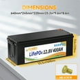 thumbnail image 3 of 12V 400Ah Golf Carts LiFePO4 Battery with Charger,Built in 200A BMS,FLLYROWER for RV,Marine,Trolling Motor,Solar,16000+ Deep Cycles & 10 Years Lifetime, 3 of 12