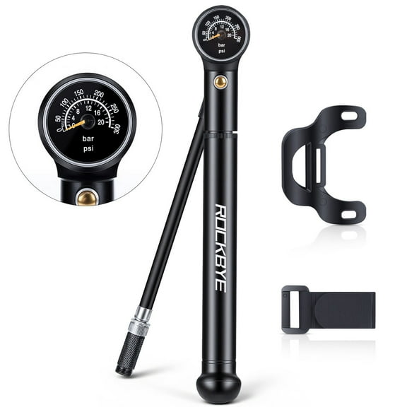 High Pressure Shock Pump - (300 PSI) MTB Bike Shock Pump for Fork & Rear Suspension with No-Loss Schrader Valve
