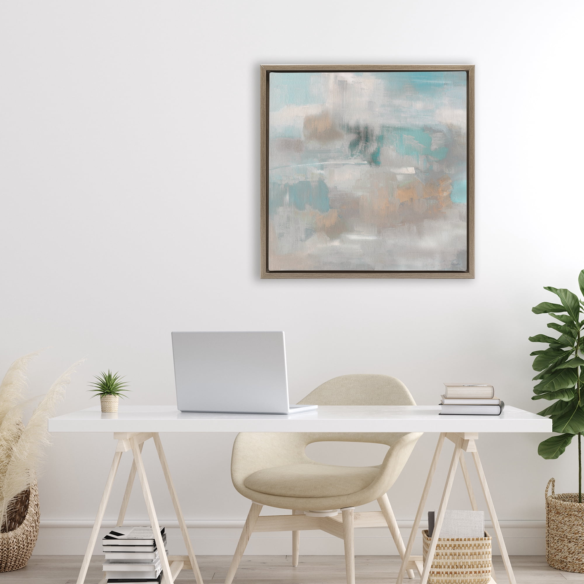 Stupell Industries Serene Soft Abstract Study Brown Framed Floater Canvas Wall Art, design by Sally Swatland