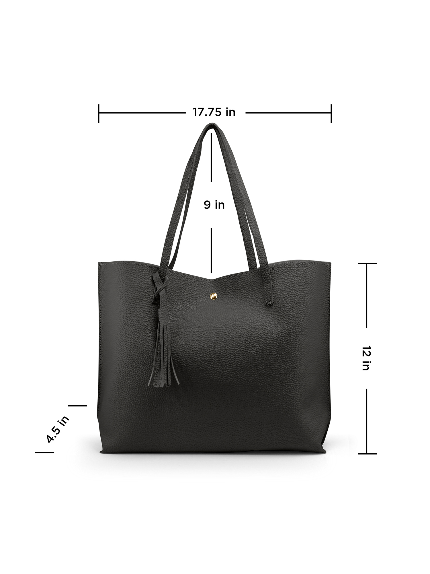Women PU Leather Tote Bag Tassels Leather Shoulder Handbags Fashion Ladies Purses Satchel Messenger Bags - Dark Gray - image 2 of 4