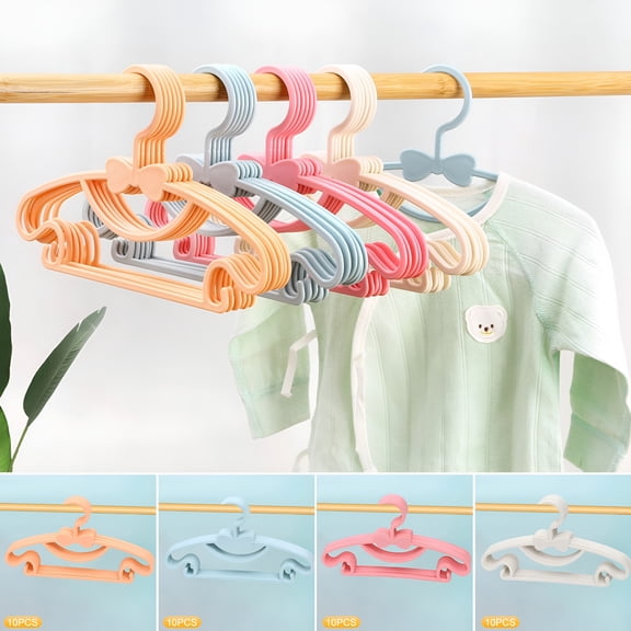 LAMIRO Kids Plastic Hangers,Children's Hangers for Baby,Toddler,and Child Clothes 10PCs Children Kids Plastic Coloured Coat Hangers Bow Clothes Hanger