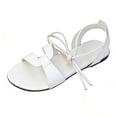 thumbnail image 2 of Xdegoge Lace Up Sandals for Women Gladiator Flat Shoes Ankle Wrap Strappy Open Toe Summer Casual Boho Footwear Dressy Beach Walking Slides Lightweight Ladies Fashion Wear, 2 of 9