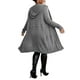 thumbnail image 2 of Cárdigan informal liso con capucha, manga larga, gris, talla grande (mujer), 2 of 4