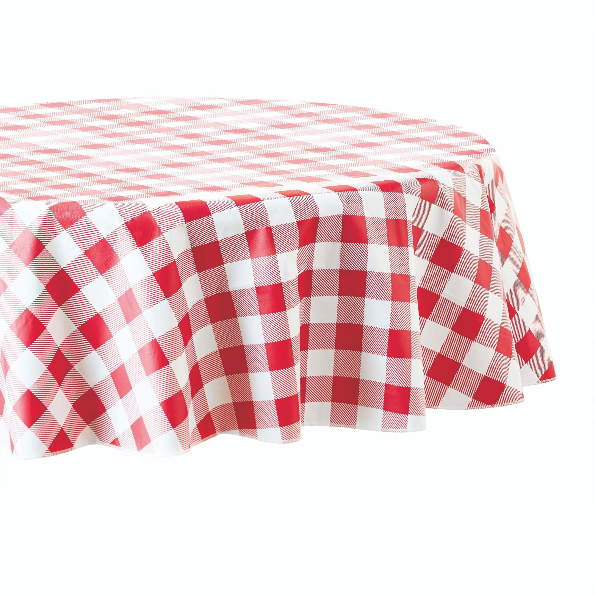Mainstays Red Check Vinyl Tablecloth, 70" Round, Red