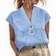 thumbnail image 4 of Camisa holgada con cuello en V para mujer: tejido transpirable, lavable a máquina, ideal para combinar con vaqueros en verano, 4 of 7