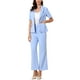 thumbnail image 1 of Conjunto de traje de oficina para mujeres INSPIRE CHIC, blazer de manga corta de un botón y pantalones de traje XS azul claro, 1 of 6
