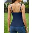 thumbnail image 5 of Charmo Camisoles for Womens with Built-in Bra Lace Trim Cami Adjustable Spaghetti Strap Lettuce Hem Ribbed Tank Tops, 5 of 6