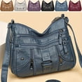thumbnail image 3 of JUYGO Retro rivet decor crossbody bag, soft PU leather shoulder bag, women's multi zipper messenger bag, 3 of 9