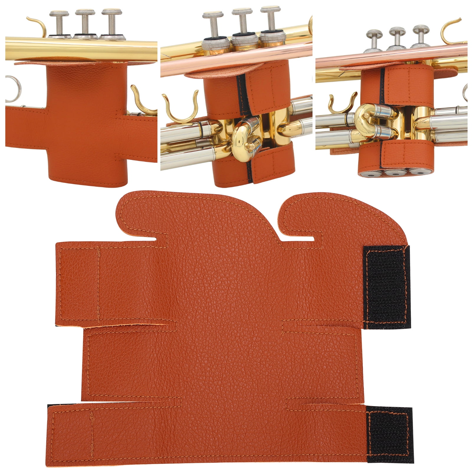 Sunix Trumpet Leather Valve Guard, Protects Instrument's Finish Brown