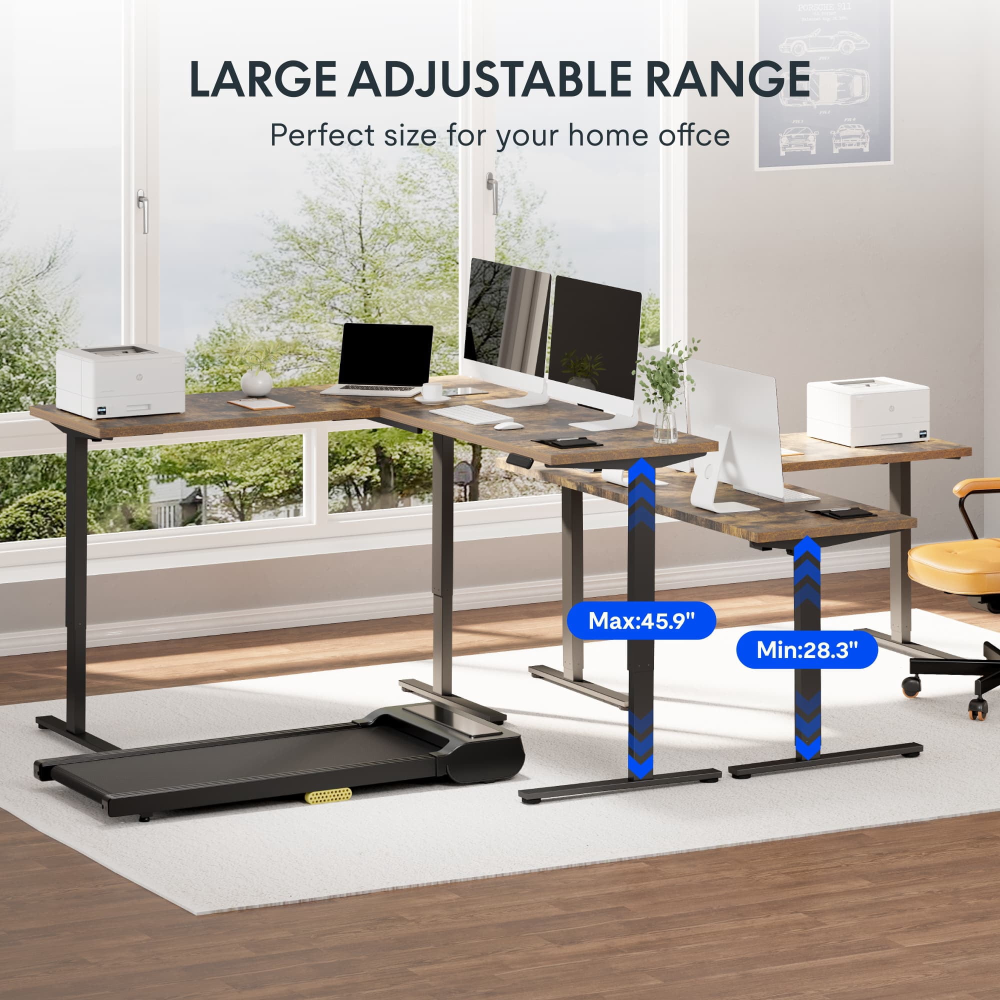 L-Shaped Electric Standing Desk 71“x63”, 220 lbs Load Capacity, 1" Thick Eco-Friendly Tabletop, Anti-Collision System & 4 Memory Presets, Large Height Adjustable Sit Stand Corner Workstation