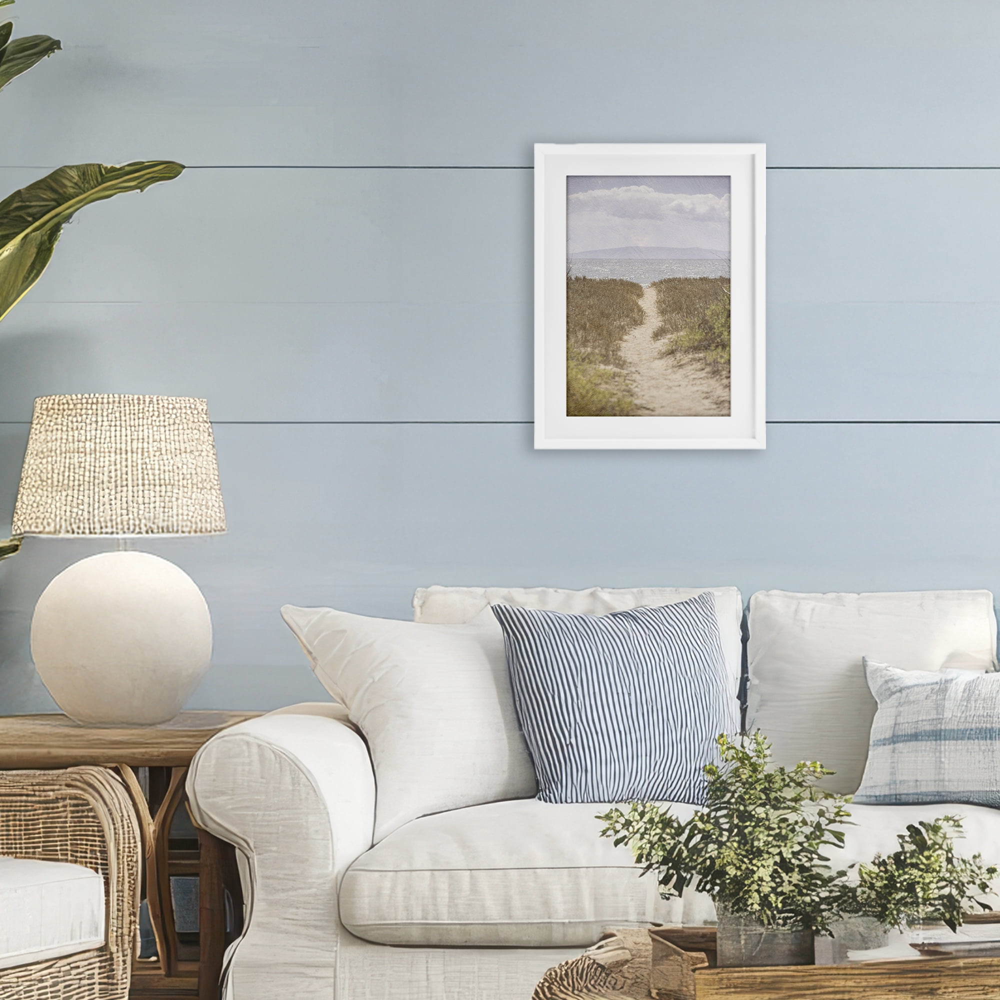Stupell Industries Path to Misty Ocean White Framed Print Under Glass, design by Aaron Matheson