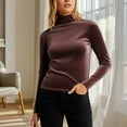 thumbnail image 2 of ABATAB Womens Turtleneck Velvet Top Long Sleeve Workout Casual Shirts Basic Velour Blouse Comfy Soft Clothes, 2 of 7