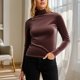 thumbnail image 1 of Karight Women's Dressy Mock Neck Velvet Blouse Long Sleeve Elegant Business Casual Tops Ladies Office Party Shirts, 1 of 5