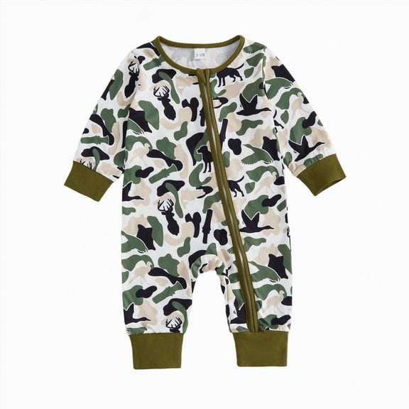 Nwiuh Western Baby Cowboy Clothes Neutral Zipped Fall Romper Outfit for Boy Girl Infant Lapel Cow Print One-piece Jumpsuit Green for Size 6-12 Months