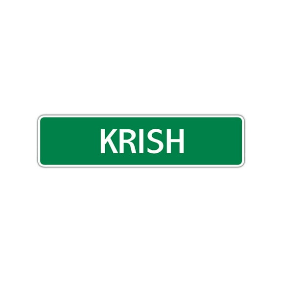 Krish Boys Children Name Letter Printed Plaque Decoration Label Indoor Outdoor Unique Wall Novelty Aluminum Metal Sign 4"x13.5"