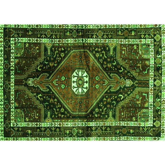 Ahgly Company Indoor Rectangle Persian Green Traditional Area Rugs, 5' x 7'