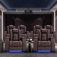 thumbnail image 4 of Bonzy Home Electric Power Recliner USB Ports and Cup Holders LED Lighting Home Theater Seating Reclining Chair Adjustable Headrest with Hidden Arm Storage Brown, 4 of 8