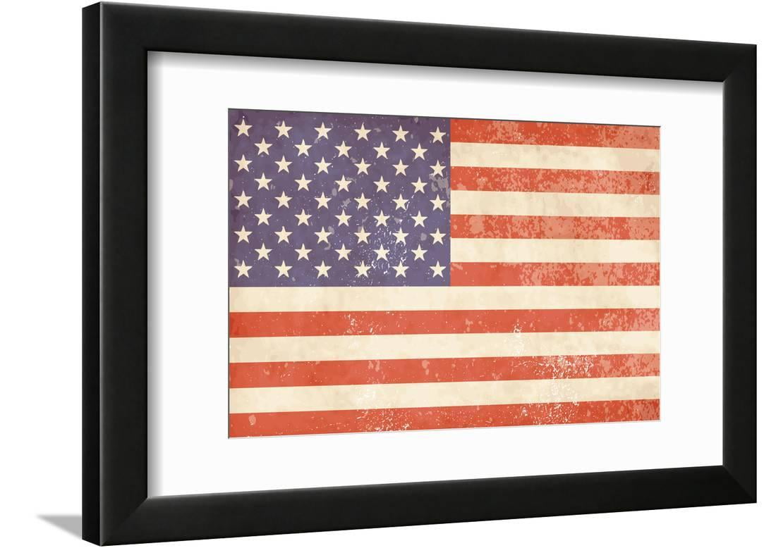 Vintage American Flag Framed Print Wall Art By Alisa Foytik - Walmart.com