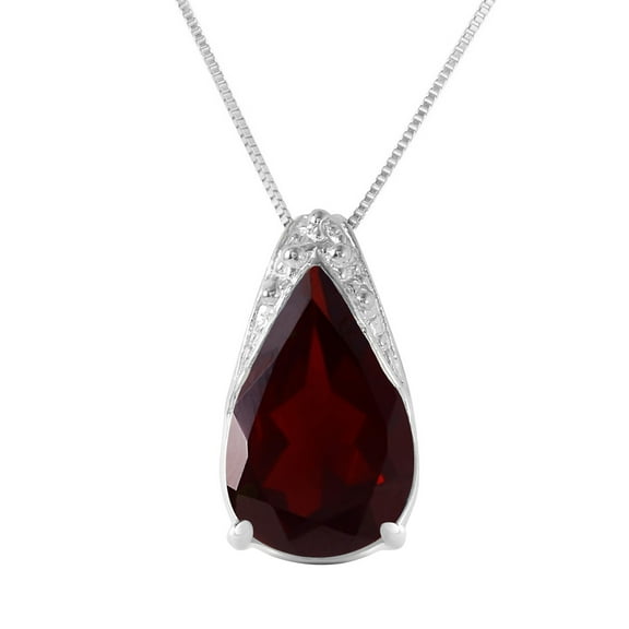 Galaxy Gold 5 Carat 14k 16" Solid White Gold Necklace with Natural Pear-shaped Garnet