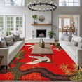 thumbnail image 3 of 5'x8' Area Rugs, Red Traditional Indoor Outdoor Area Rug for Living Room Bedroom, Vintage Crane Pine Flowers Natural Washable Bathroom Rugs Kitchen Floor Carpet Mats Home Decor Aesthetic, 3 of 8