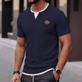 thumbnail image 2 of Klisyaur Fashion Shirts for Mens Short Sleeve V Neck Summer Casual Comfortable Breathable Tops Basic Tee, 2 of 5