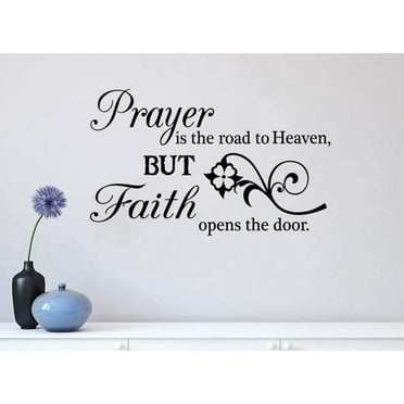 Prayer is The Road to Heaven 23 X 14 Religious Wall Quote Vinyl Decal Sticker Corinthians Calligraphy Art Decor Motivational Inspirational Decorative Lettering
