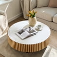 thumbnail image 2 of Hassch 35.4" Round Coffee Table with Sintered Stone Top, Modern Center Table for Living Room, Oak, 2 of 7