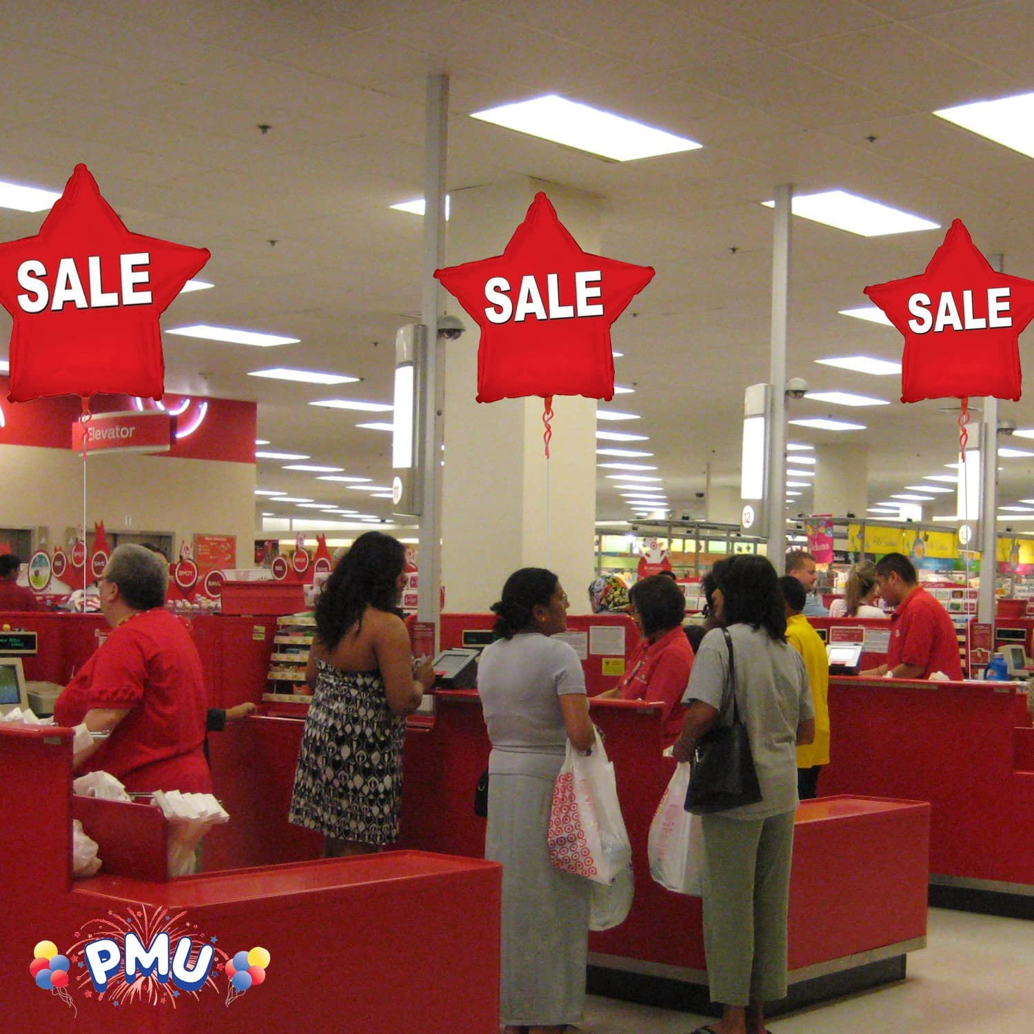 PMU 18 Inch Red Sale Star Mylar Foi Balloons Pkg/1