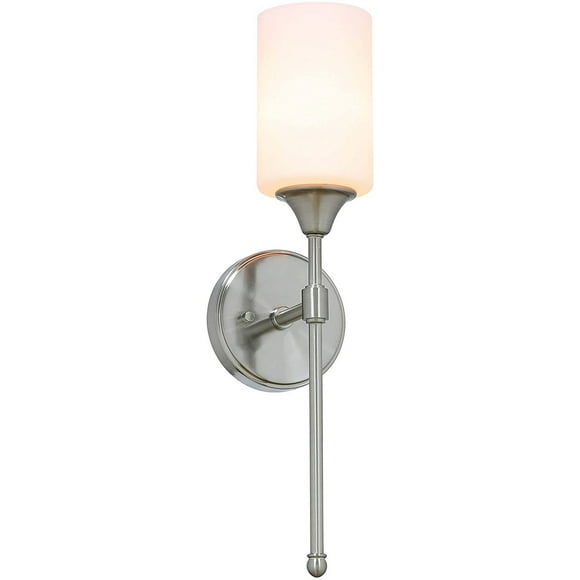 XiNBEi Lighting Applique Murale 1 Lumière avec Verre, Applique de Salle de Bain pour Chambre et Salon, Finition Nickel Brossé XB-W1216-BN