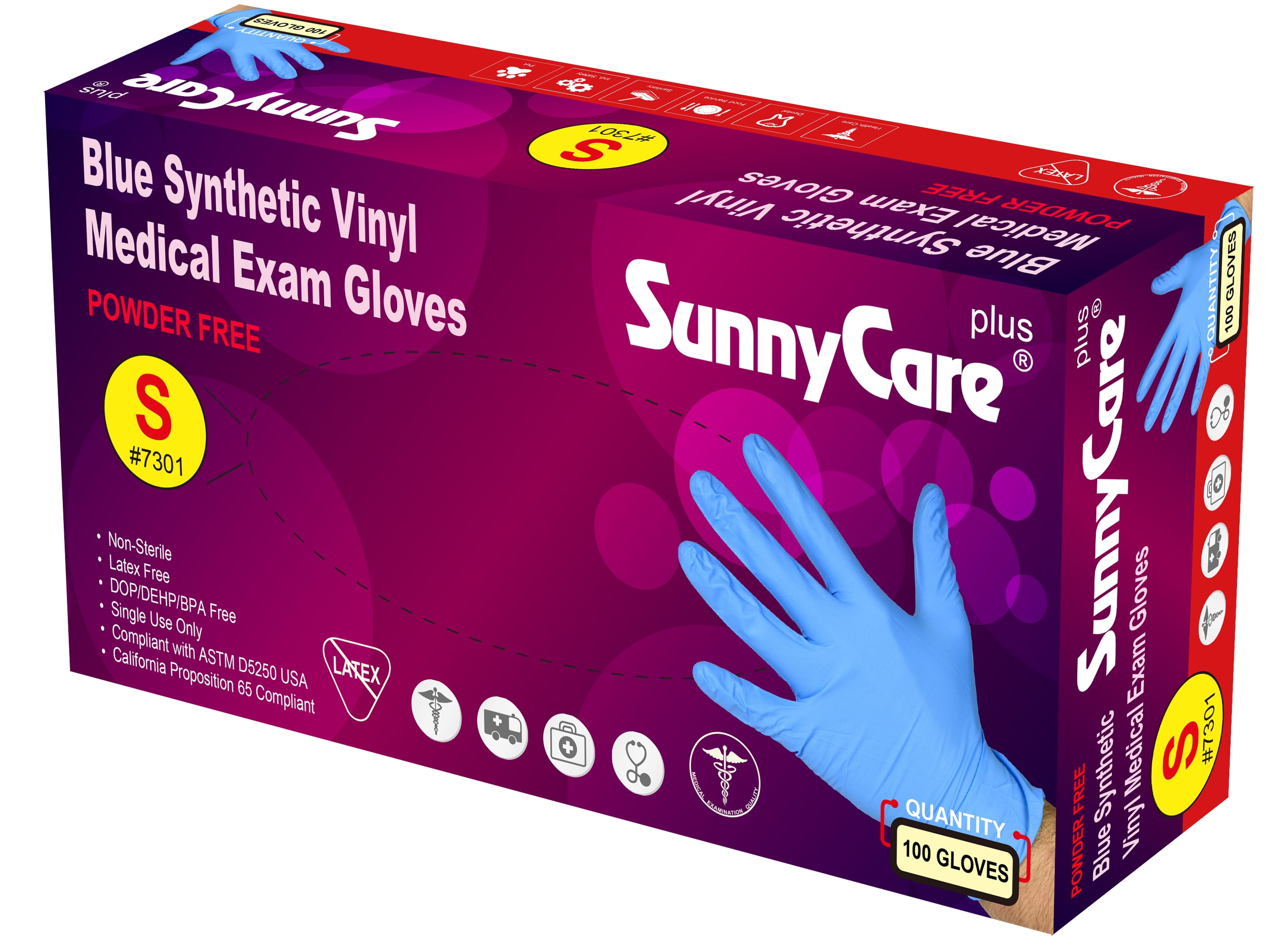 SunnyCare 500 powder-free,13MIL NFPA High-Risk & Emergency Latex Exam Gloves L 