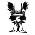 thumbnail image 1 of Conjunto de lencería de encaje con ribete de plumas, cadena con tiras, copa 3/4, sujetador con aros, bragas con liguero para luna de miel, 1 of 4