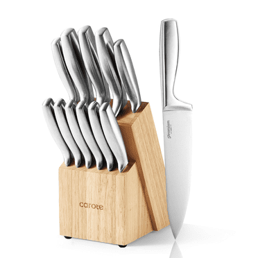 CAROTE 12PCS Stainless Steel Kitchen Knife Set with Block