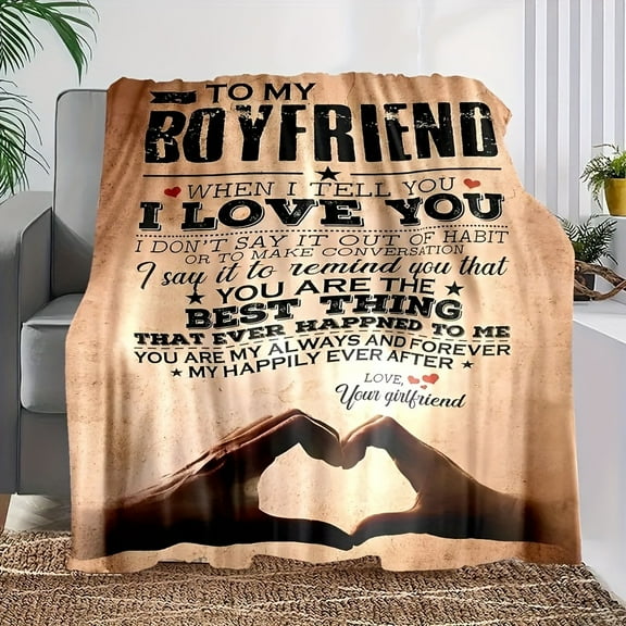 Envelope Printed Flannel Blanket, To My Boyfriend From Girlfriend Blanket For All Season, Warm Cozy Soft Throw Blanket Nap Blanket For Couch Bed Sofa Office Camping Travel Home Decor, Holiday Gift