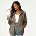 thumbnail image 5 of Hsovts Zip Up Y2k Hoodies for Women Fall Casual Long Sleeve Sweatshirts 2026 Lightweight Comfort Soft Plus Size Fleece Jackets Brown, 5 of 5