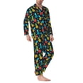 thumbnail image 2 of Haiem Colorful Pineapple Pattern Men’s Long-sleeve Sleepwear,Sleepwear Set,2-piece Loungewear Set,Soft PJs Comfy Nightwear with Pockets-Medium, 2 of 7